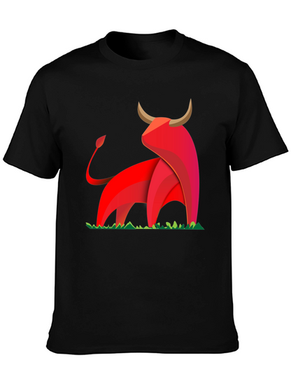 Bold Geometric Bull Graphic T-Shirt