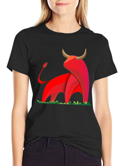 Bold Geometric Bull Graphic T-Shirt