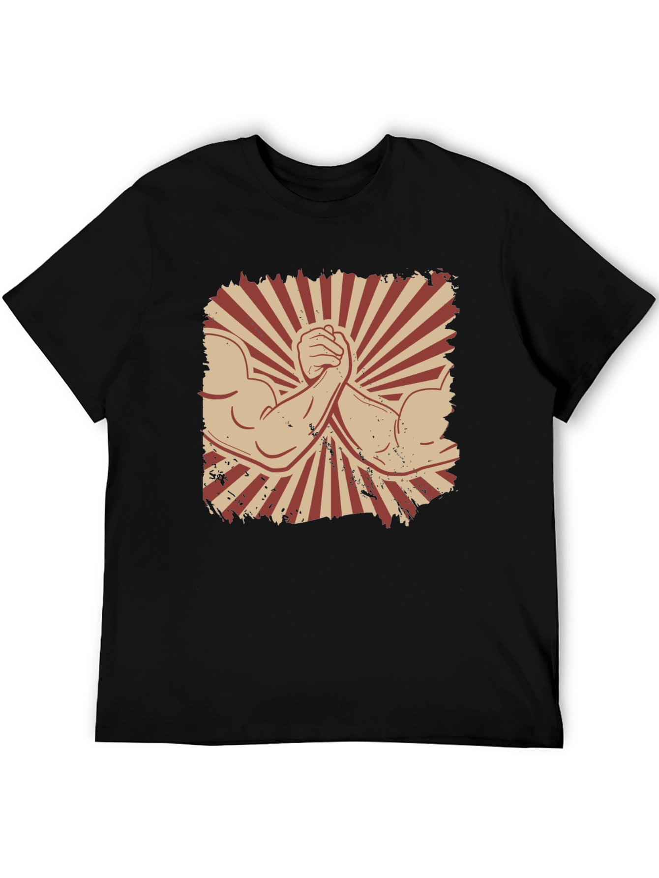 Arm Wrestling Graphic Tee - Retro Style Black T-Shirt