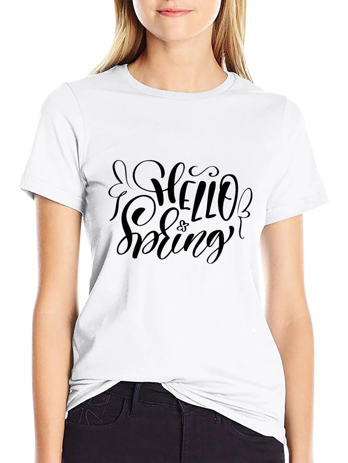 Hello Spring Graphic Tee - Black