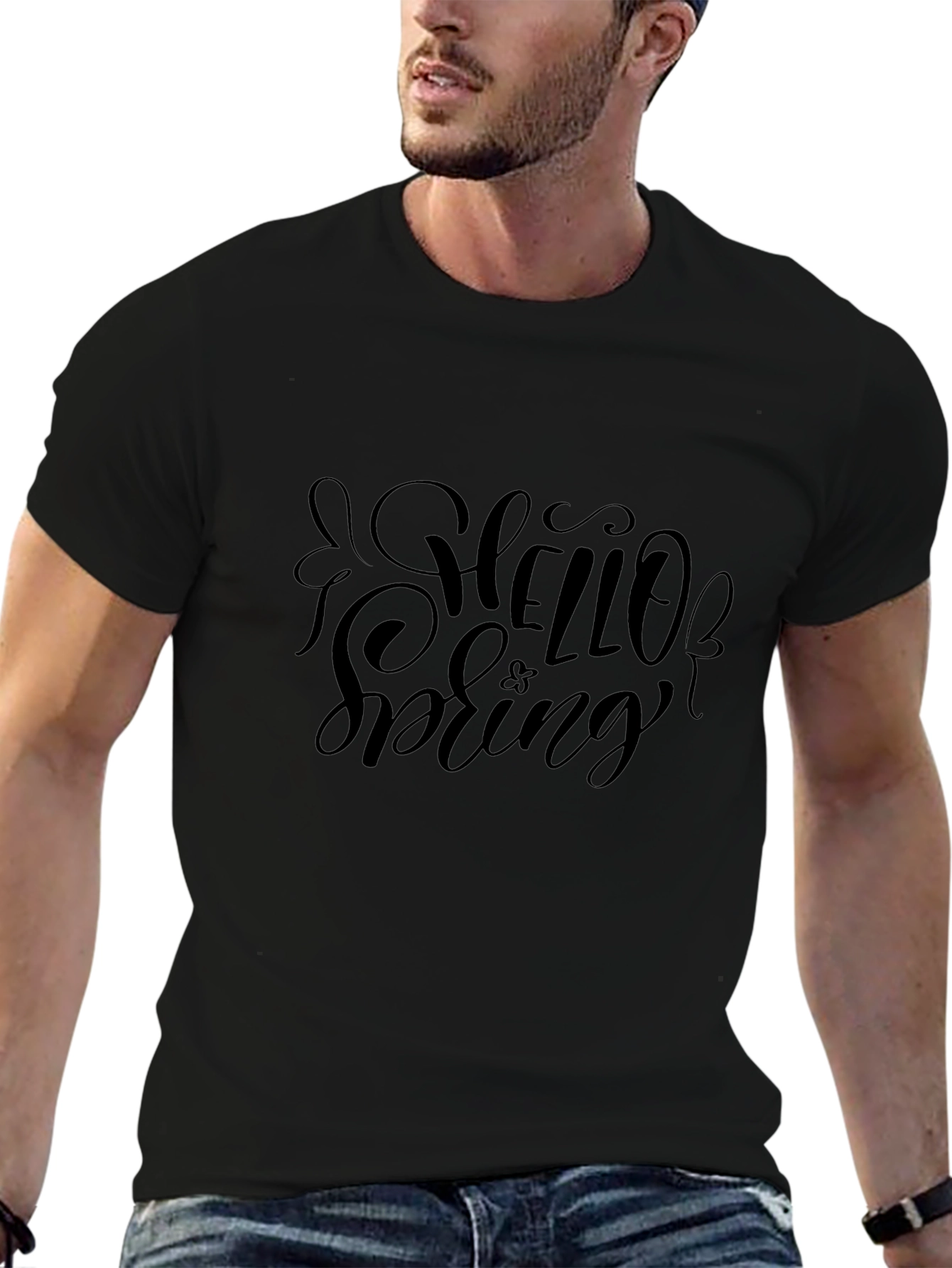 Hello Spring Graphic Tee - Black