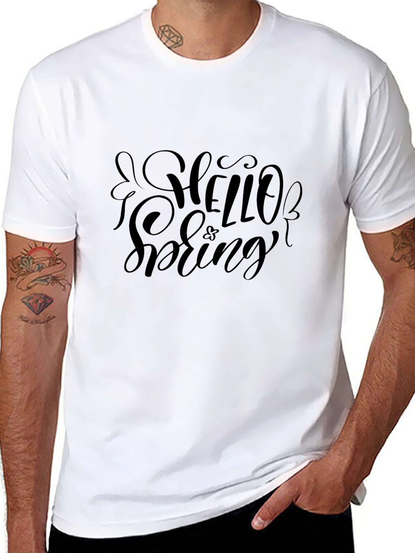 Hello Spring Graphic Tee - Black