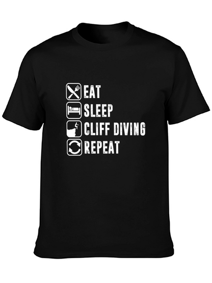 Eat Sleep Cliff Diving Repeat Black T-Shirt