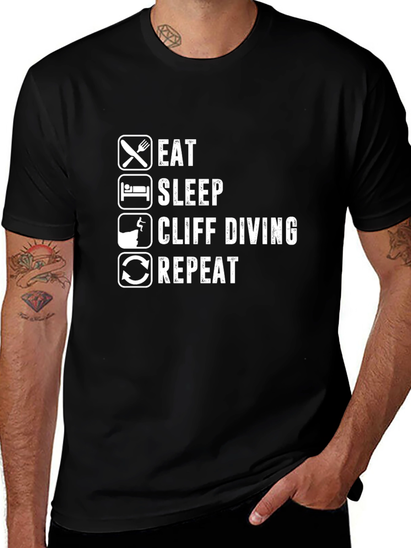 Eat Sleep Cliff Diving Repeat Black T-Shirt
