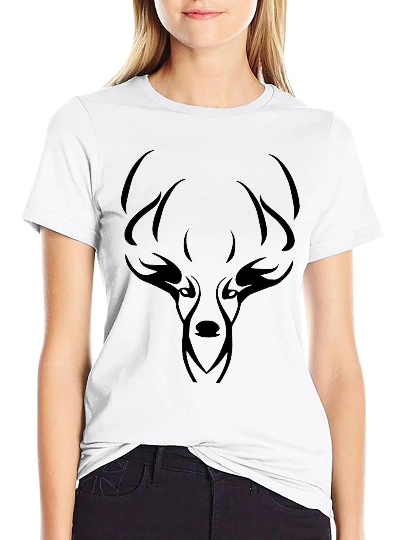Mens Black Deer Graphic Tee