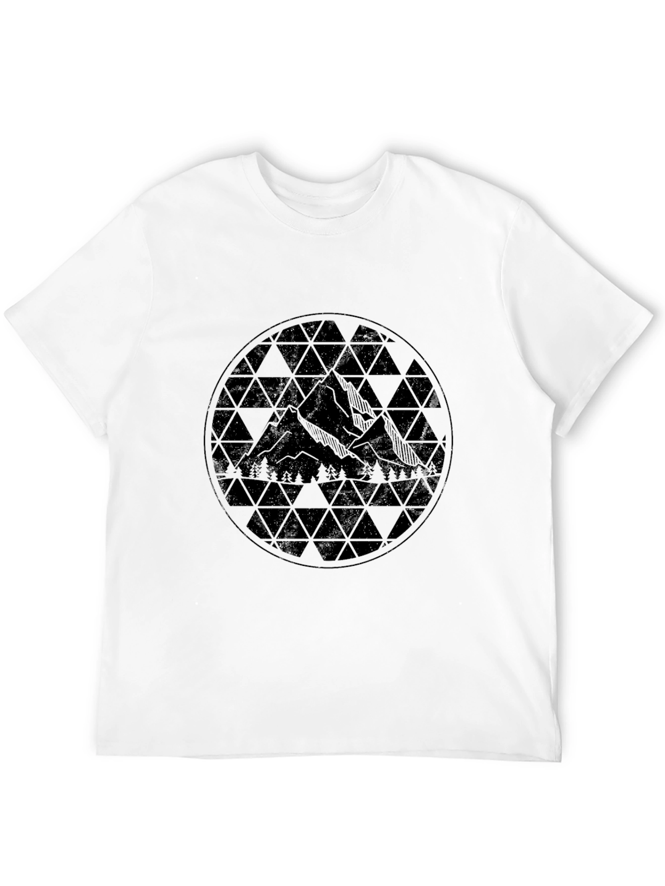 Geometric Mountain Design Black T-Shirt