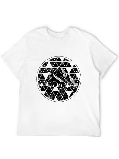 Geometric Mountain Design Black T-Shirt