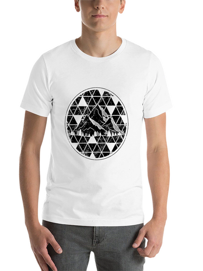 Geometric Mountain Design Black T-Shirt
