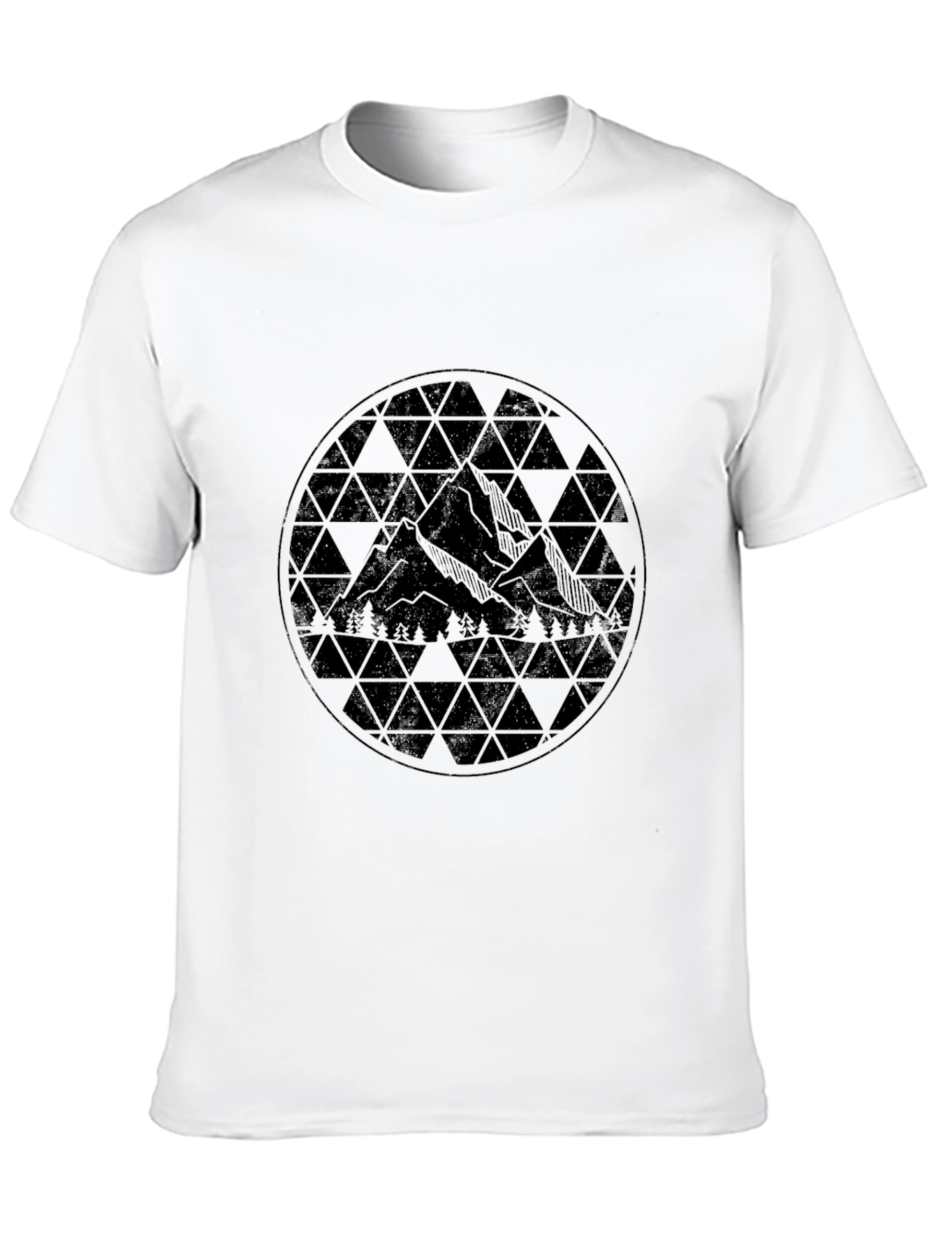 Geometric Mountain Design Black T-Shirt