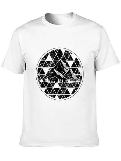 Geometric Mountain Design Black T-Shirt