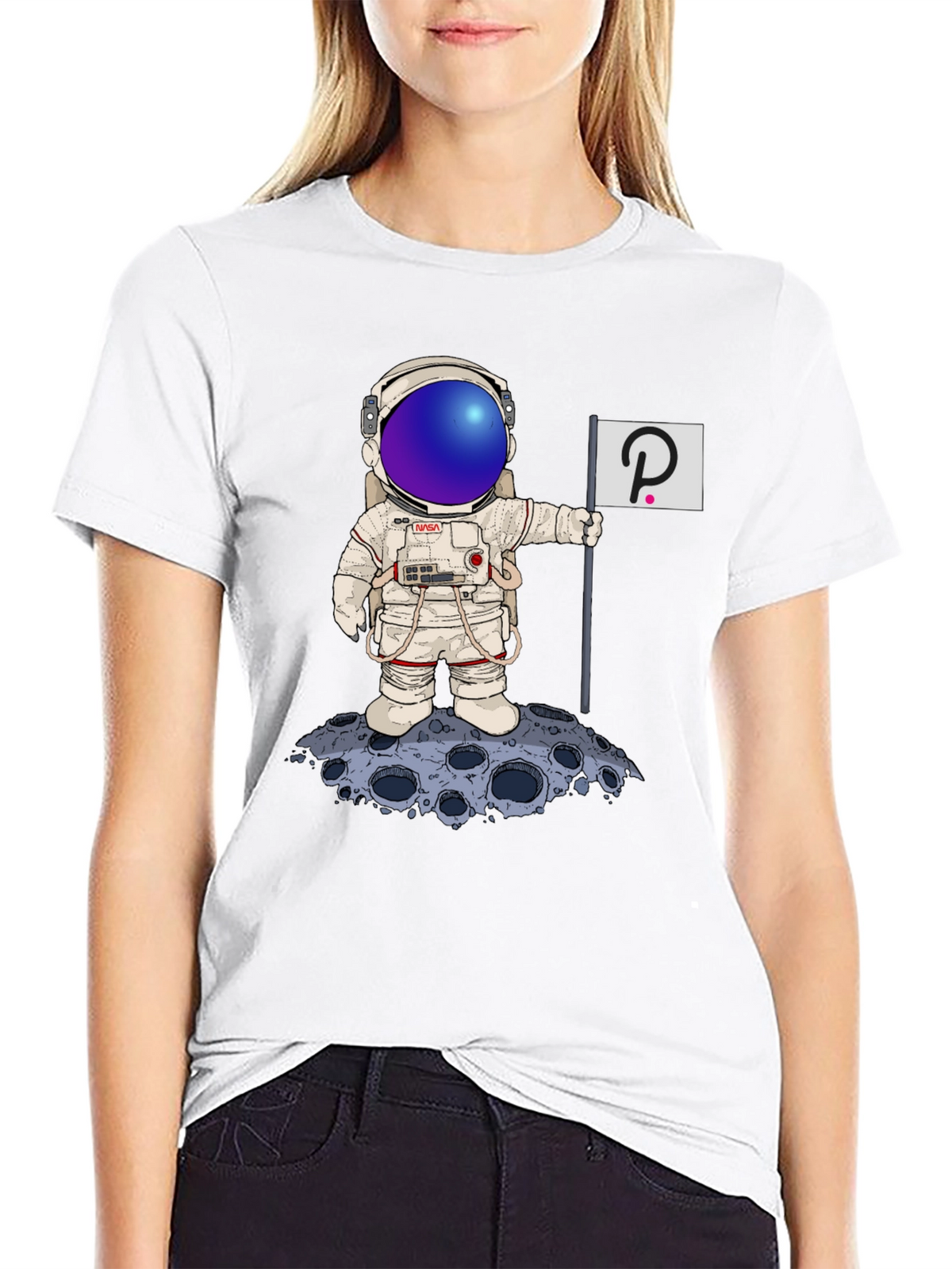 Astronaut Polkadot Graphic Tee - Space Crypto Fashion