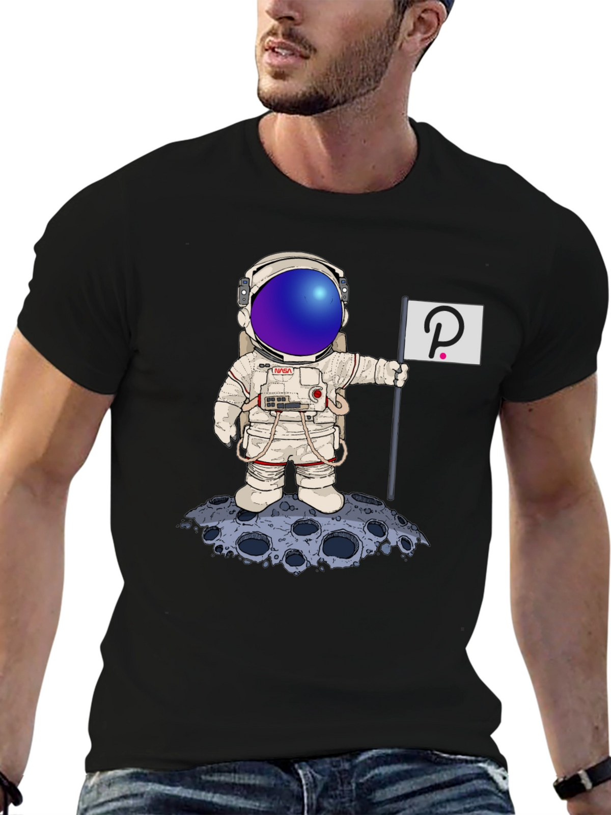 Astronaut Polkadot Graphic Tee - Space Crypto Fashion