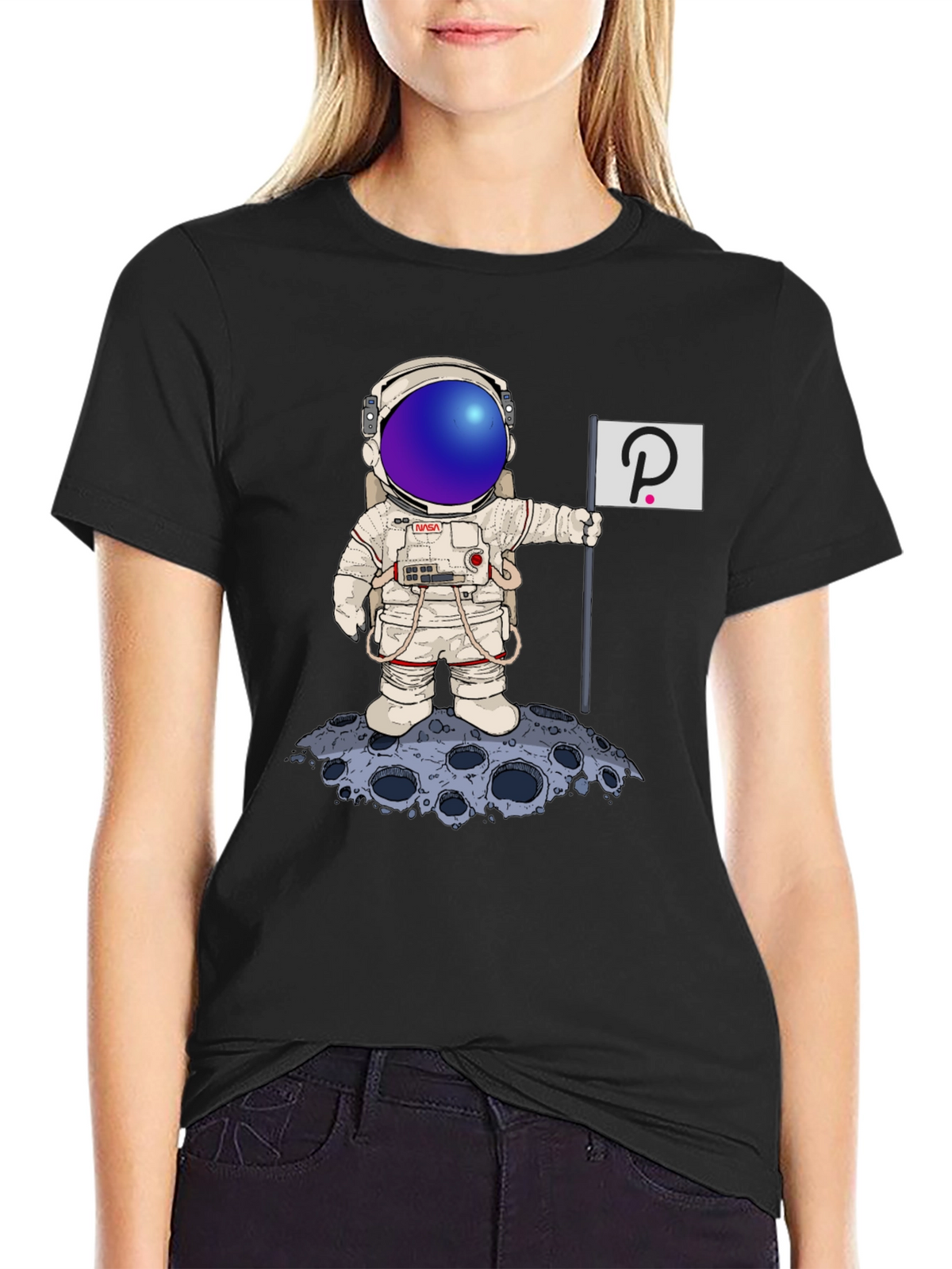 Astronaut Polkadot Graphic Tee - Space Crypto Fashion