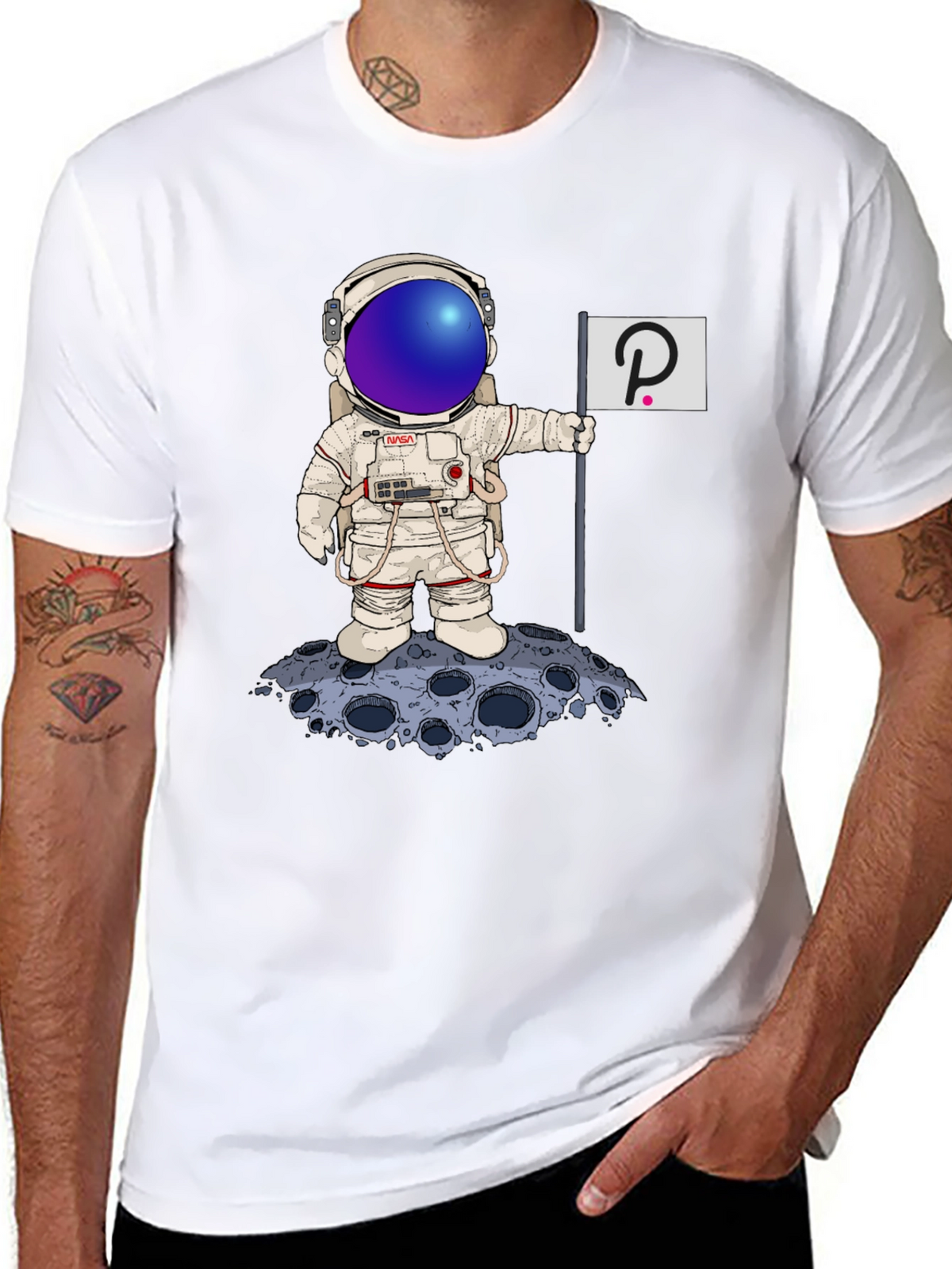 Astronaut Polkadot Graphic Tee - Space Crypto Fashion