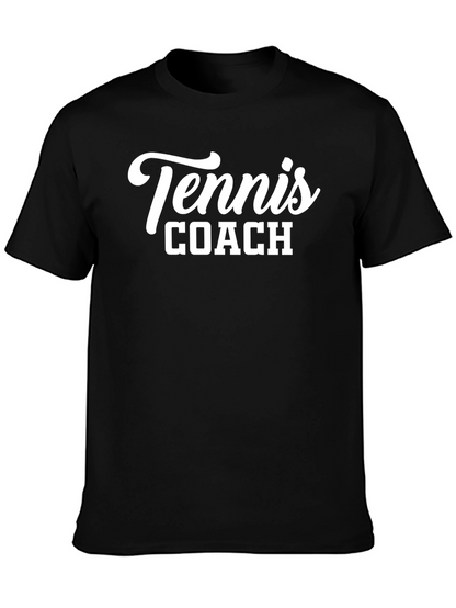 Tennis Coach Graphic Tee - Black Cotton T-Shirt