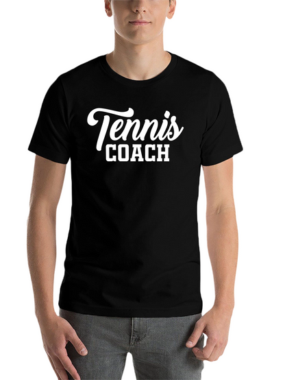 Tennis Coach Graphic Tee - Black Cotton T-Shirt