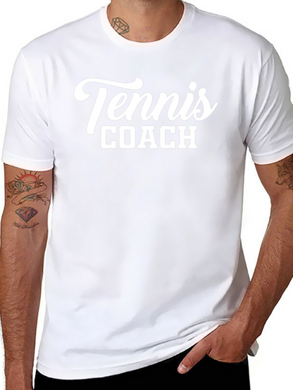 Tennis Coach Graphic Tee - Black Cotton T-Shirt