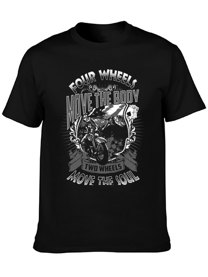 Motorcycle Graphic T-Shirt: Four Wheels Two Wheels