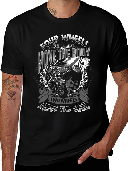 Motorcycle Graphic T-Shirt: Four Wheels Two Wheels