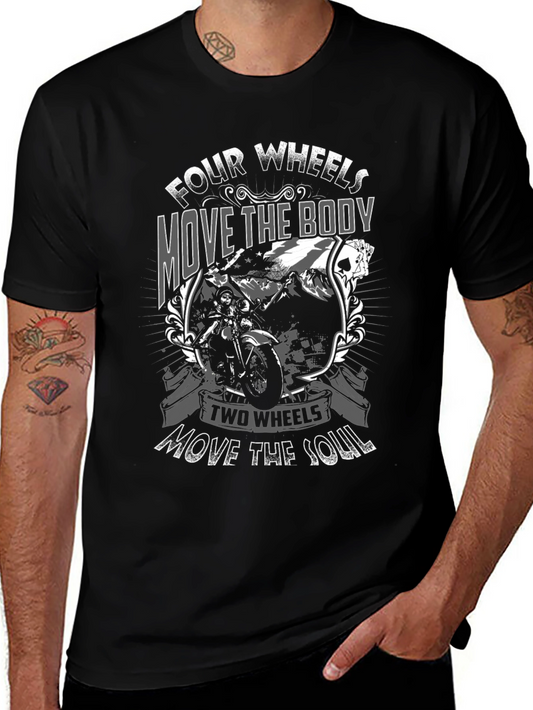 Motorcycle Graphic T-Shirt: Four Wheels Two Wheels
