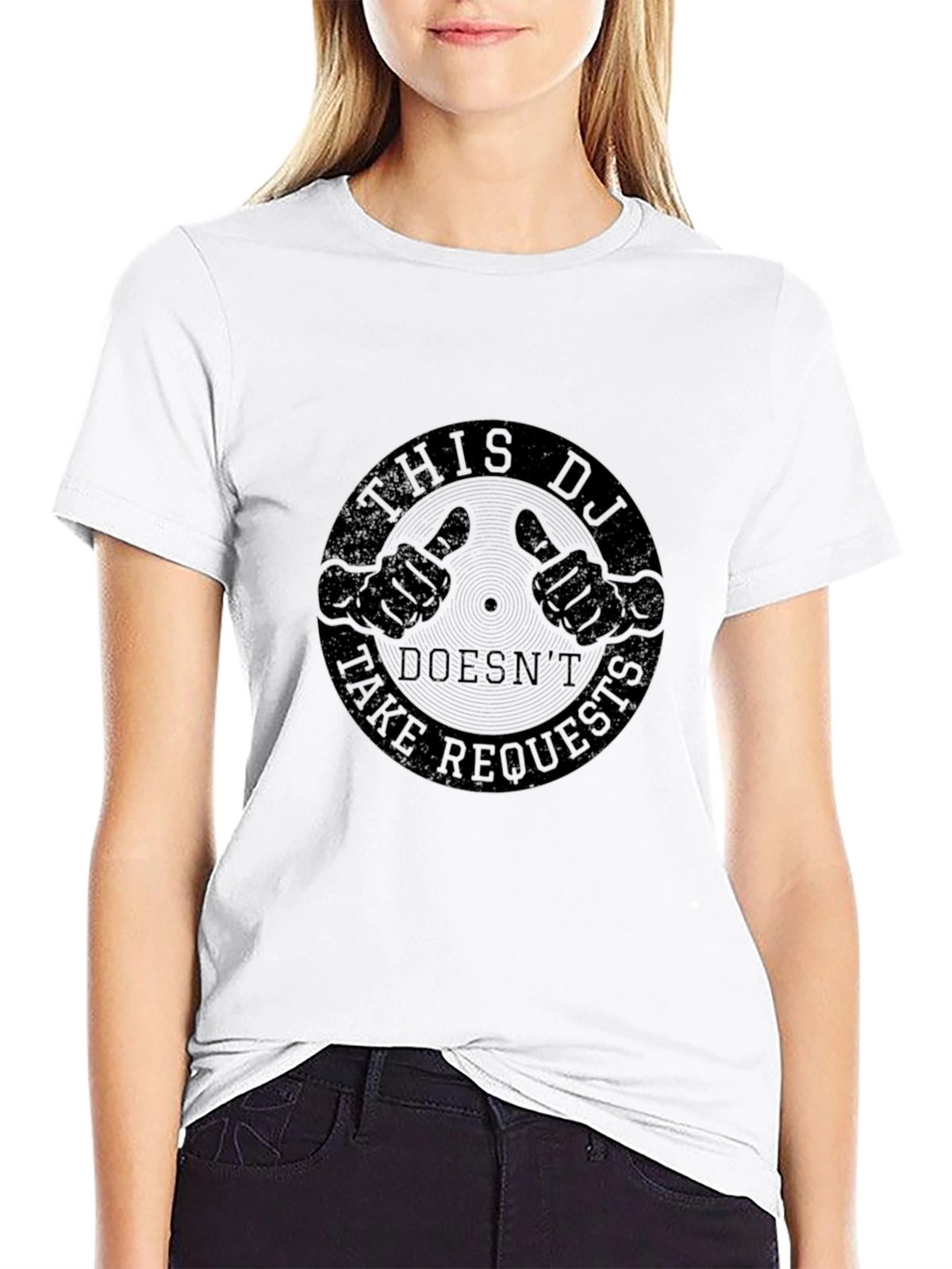 DJ No Requests Graphic Tee - Black Cotton Shirt