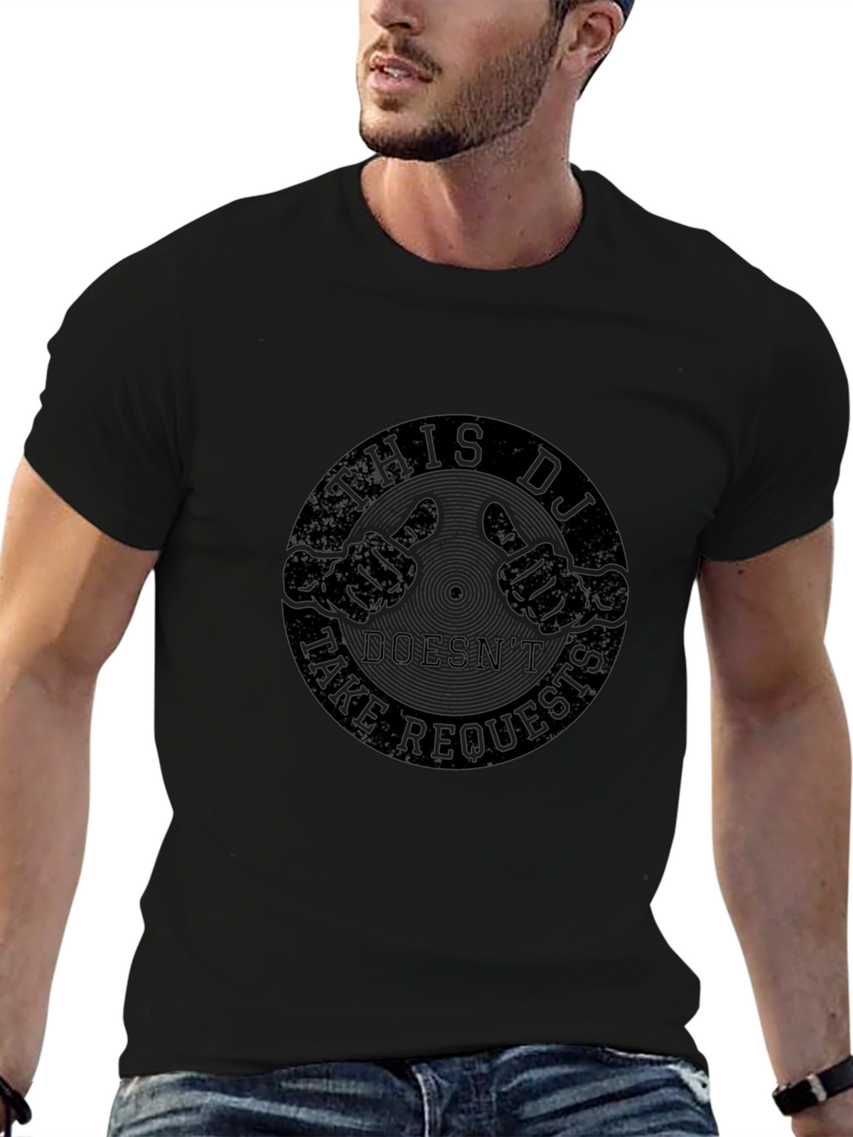 DJ No Requests Graphic Tee - Black Cotton Shirt