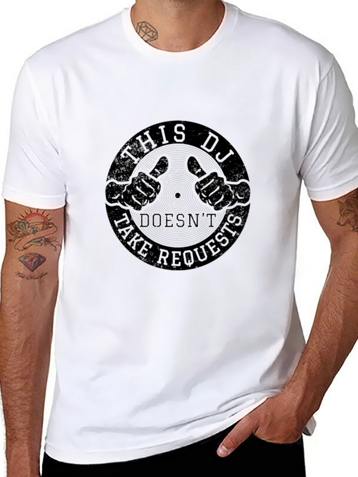 DJ No Requests Graphic Tee - Black Cotton Shirt