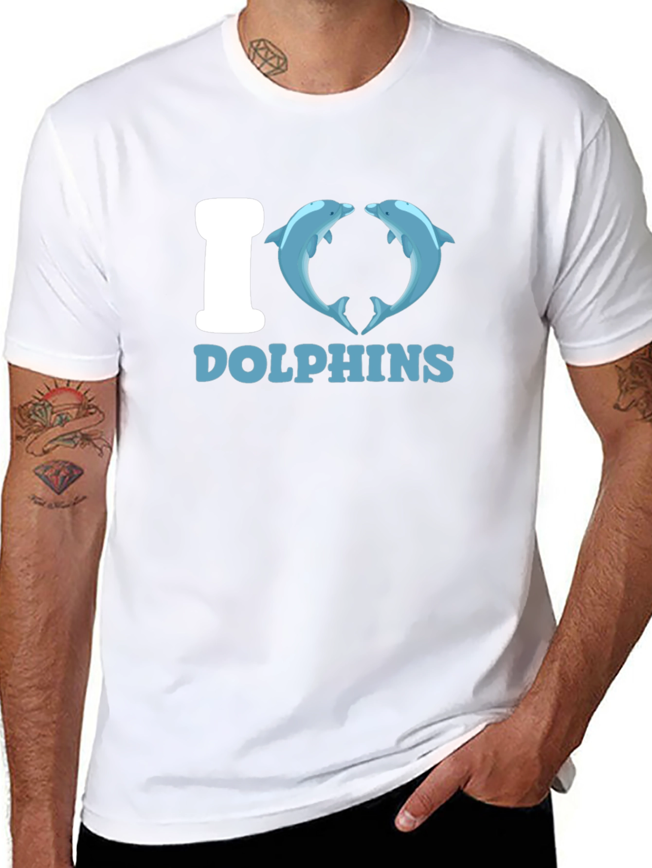I Heart Dolphins Black Graphic Tee