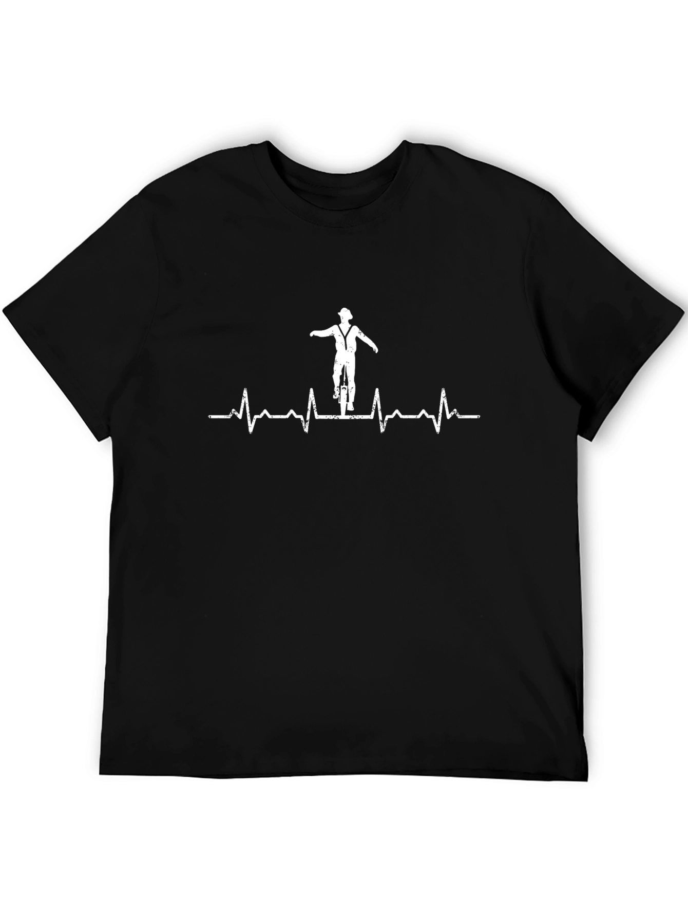 Unicycle Heartbeat Graphic Tee - Black Cotton Shirt