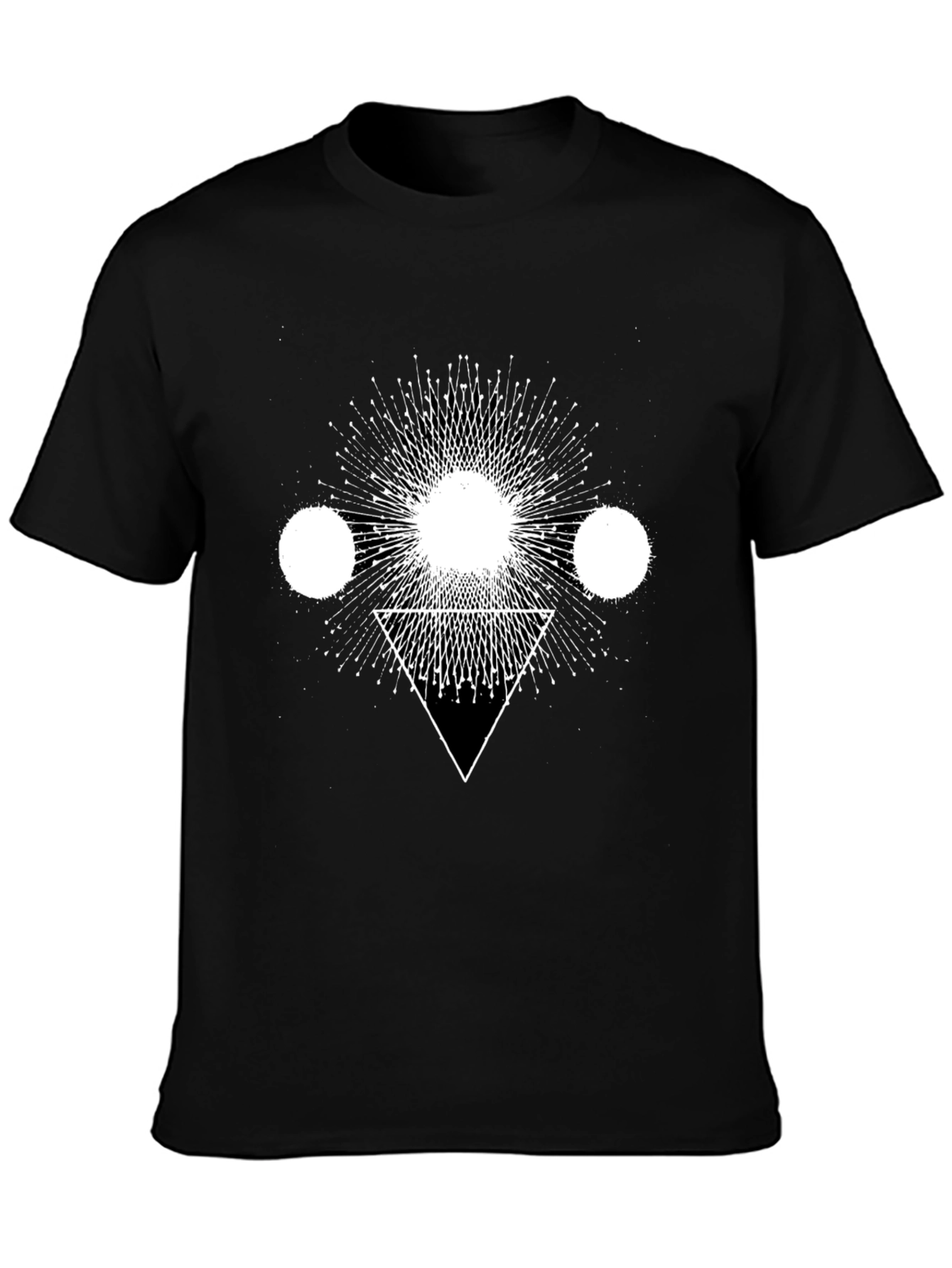 Geometric Print Black Cotton T-Shirt