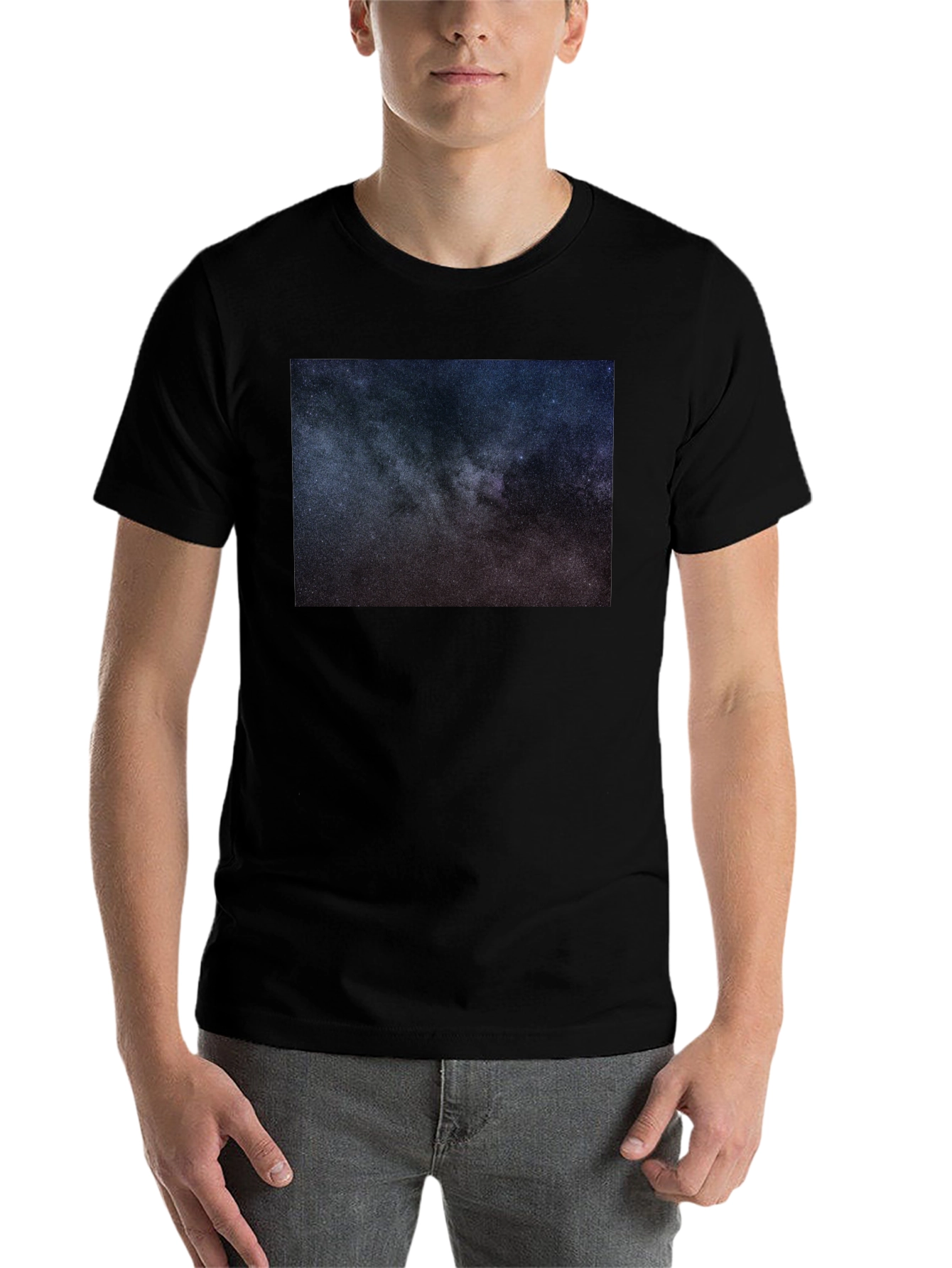 Cosmic Galaxy Print Black T-Shirt