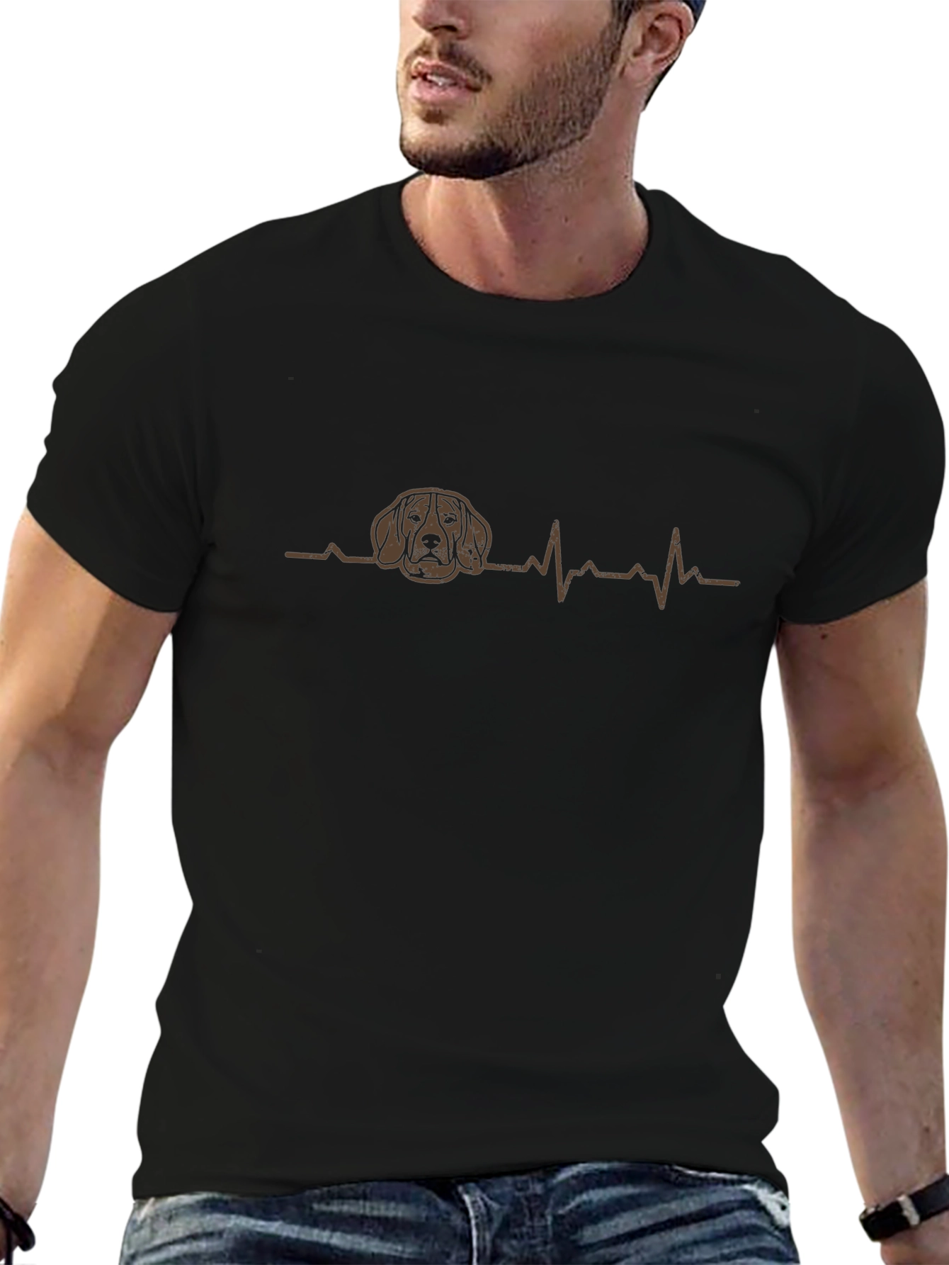 Dog Lover ECG Black T-Shirt