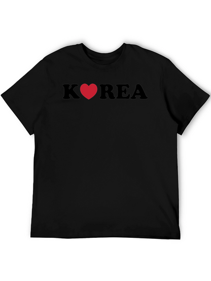 Korea Heart Graphic Tee - Stylish Black T-Shirt