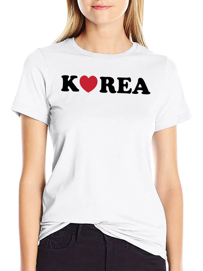 Korea Heart Graphic Tee - Stylish Black T-Shirt