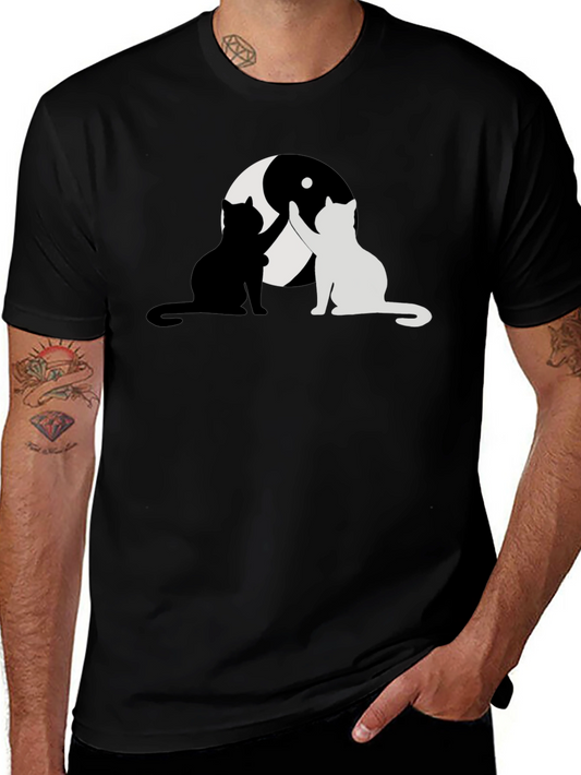 Yin Yang Cats Graphic Tee - Balance & Harmony Shirt