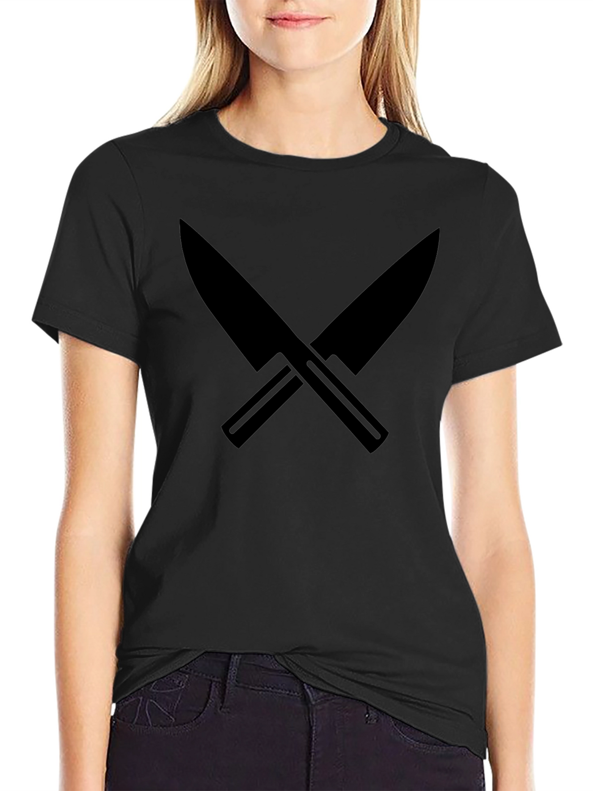 Black Crossed Knives Graphic Tee - Culinary Cool