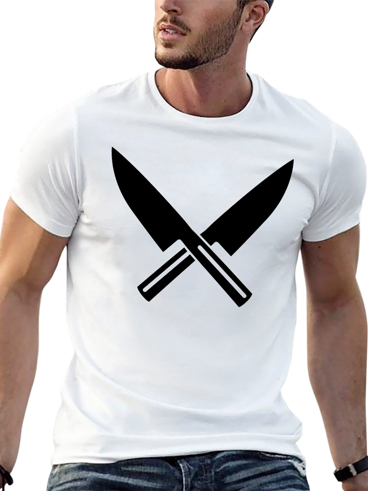 Black Crossed Knives Graphic Tee - Culinary Cool