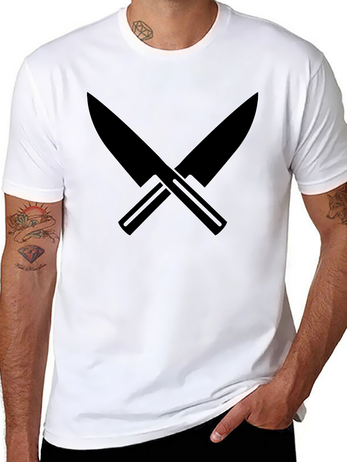 Black Crossed Knives Graphic Tee - Culinary Cool