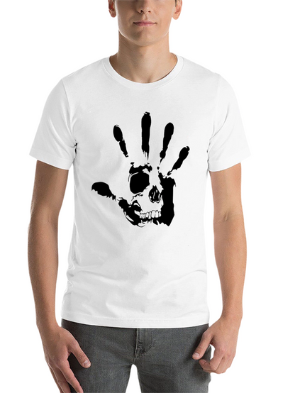 Skull Handprint Graphic Black T-Shirt