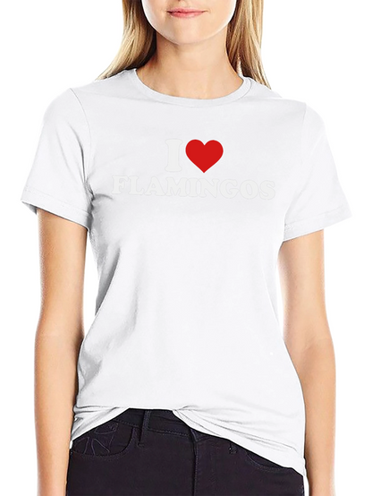 I Heart Flamingos Graphic Tee - Black Cotton Shirt
