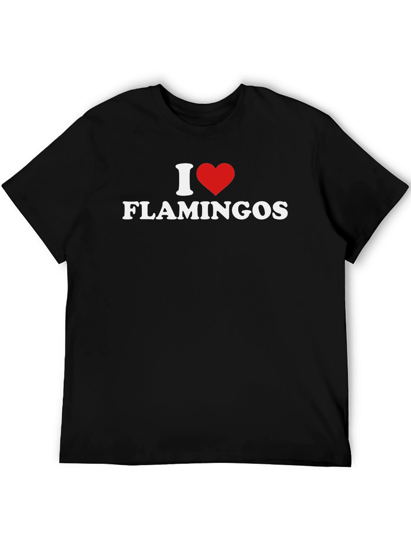 I Heart Flamingos Graphic Tee - Black Cotton Shirt