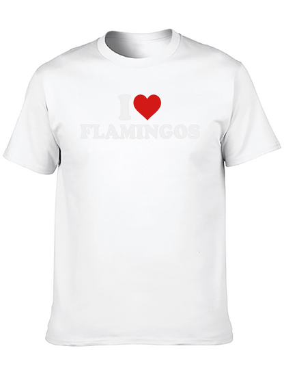 I Heart Flamingos Graphic Tee - Black Cotton Shirt