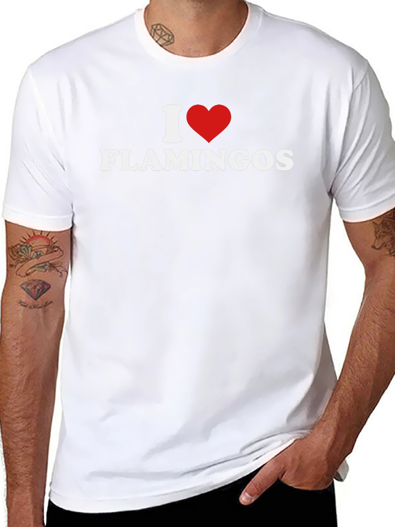 I Heart Flamingos Graphic Tee - Black Cotton Shirt