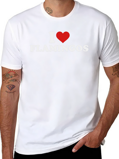 I Heart Flamingos Graphic Tee - Black Cotton Shirt