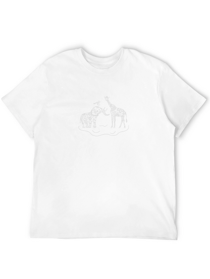 Elephant and Giraffe Black Graphic Tee