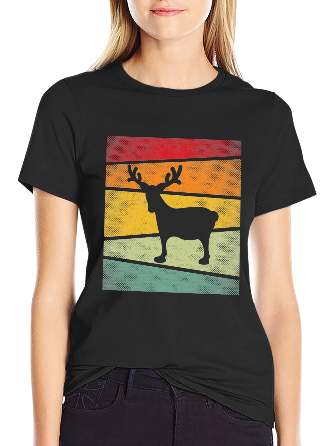 Retro Reindeer Graphic Tee - Stylish Comfort