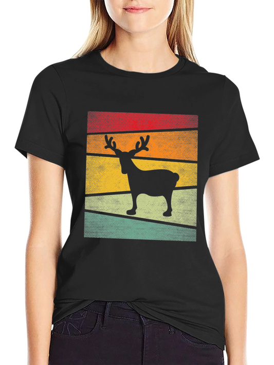 Retro Reindeer Graphic Tee - Stylish Comfort