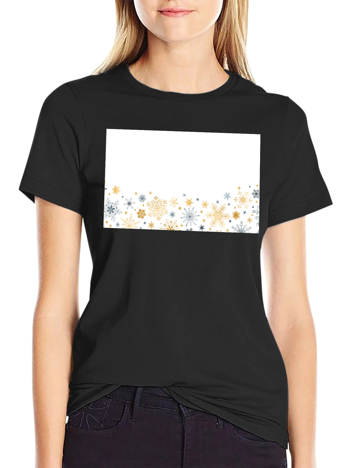 Snowflake Graphic Black Tee