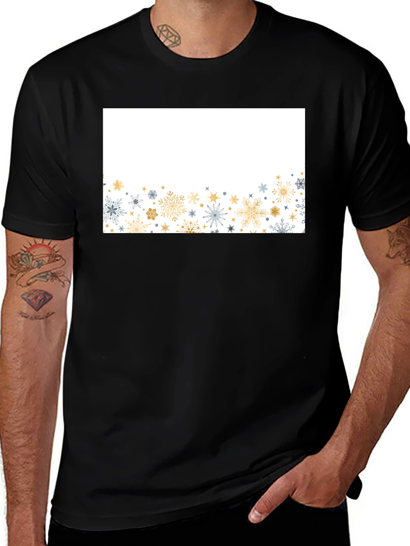 Snowflake Graphic Black Tee