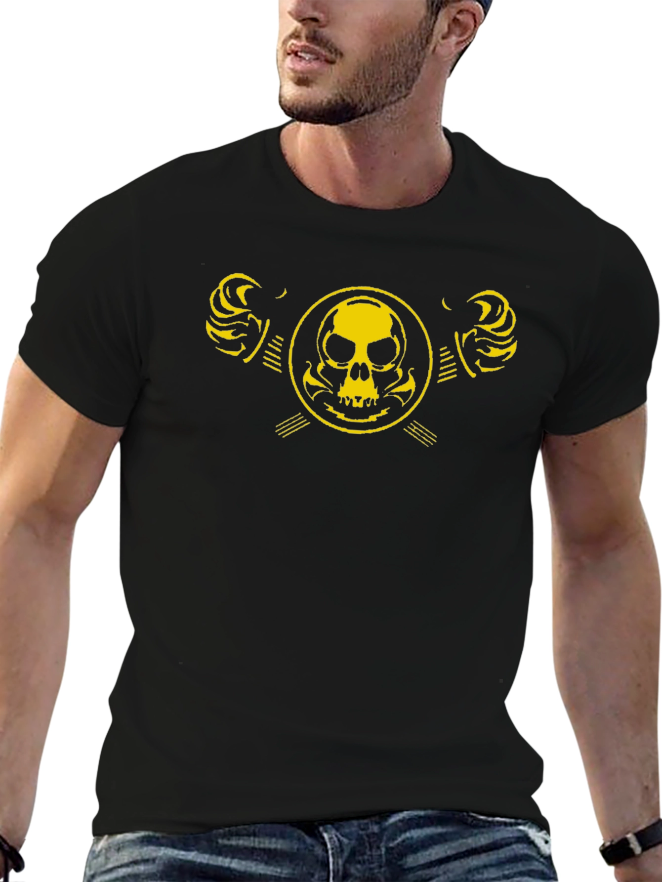 Skull Emblem Graphic Black T-Shirt